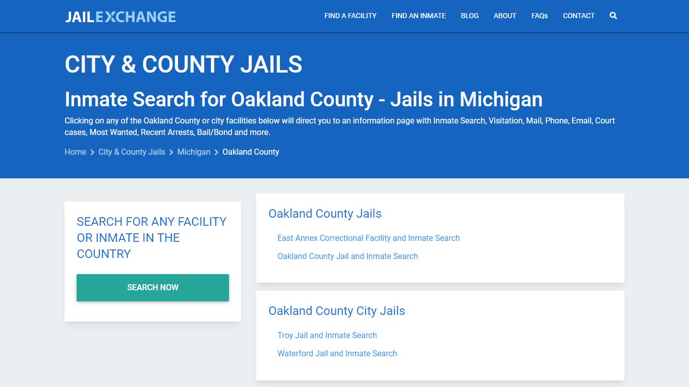 Inmate Search for Oakland County | Jails in Michigan - Jail Exchange